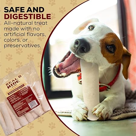 All Natural Dog Chew Treats - Premium Rawhide Rolls, 5-6 Inch - Long Lasting Grass Fed Free Range Beef Hide - Small/Medium Dogs 25 Count