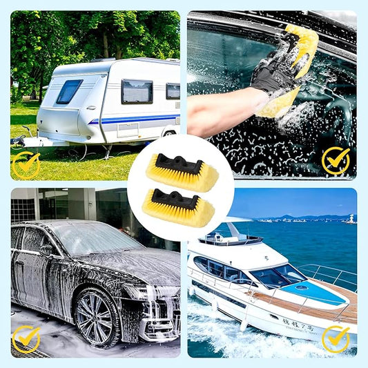 GIANT BEAR 10" Flow-Thru Penta-Level Car Wash Brush Head with Soft Yellow Bristles, Not Hurt Paint Scratch Free Cleaner Tool for Car Rv Truck SUV Deck Home Cleaning.