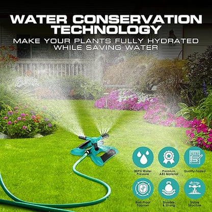 Joeys Sprinkler for Yard, Rotating Garden Sprinkler for Large Area Coverage, Lawn and Yard Sprinklers (Green)