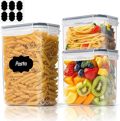 ComSaf Food Storage Containers with Lids Set of 3 (2L62oz) (1.4L42oz) (0.8L22oz), Airtight Food Storage Containers, Plastic Canisters Sets for Kitchen, Pantry Organizers for Sugar, Cereal and Snack