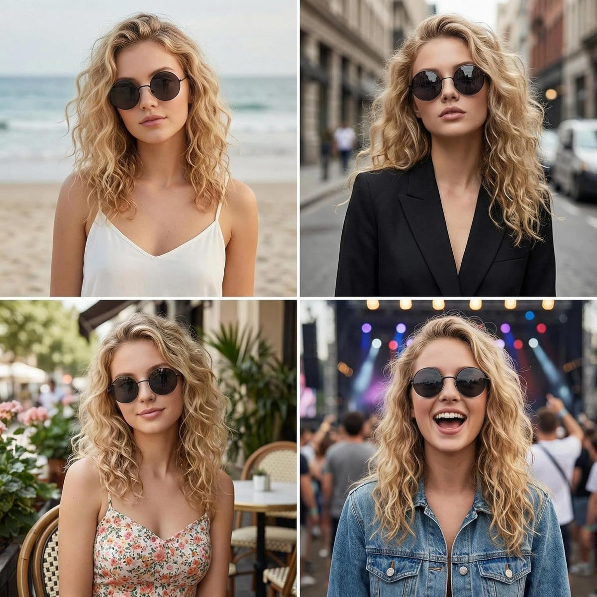 Hippie Sunglasses for Women Men, Retro Round Vintage Circle Glasses UV400 Protection