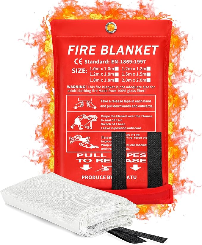 Lancryen 2025 Emergency Fire Blanket, Fire Extinguisher Blanket, Fire Suppression Fabric Flame Retardant Towel Flame Safety Cloth for Home, Kitchen, School, Grill, Car, Office, Warehouse(40 x 40)
