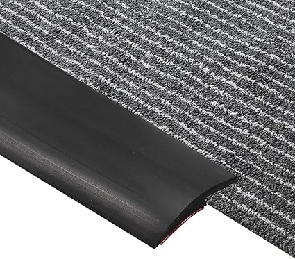 uxcell Floor Transition Strip 6.6ft Self Adhesive Carpet Transition Edging Trim Strip 2 Meter PVC Floor Strip for Height Less Than 3mm, Black