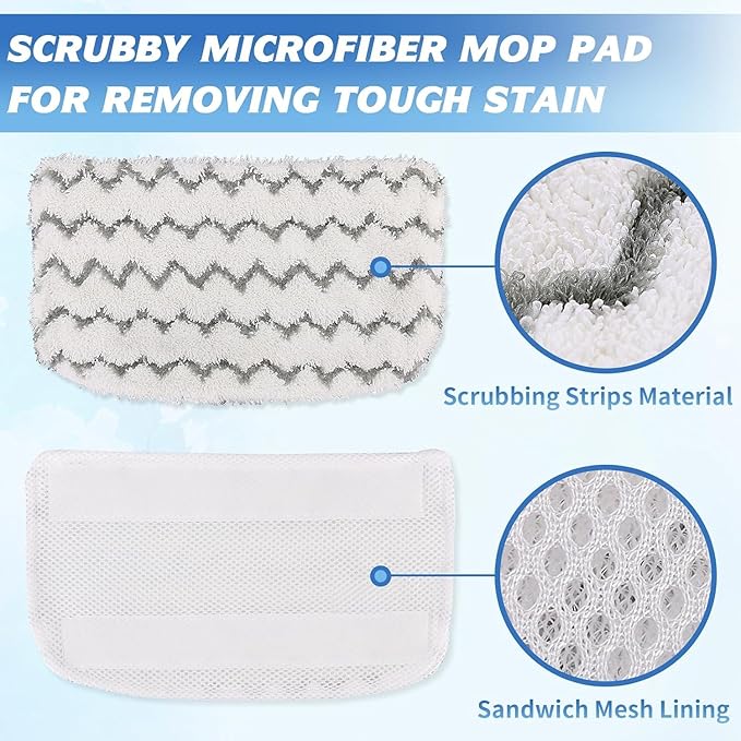 4 Pack Microfiber Steam Mop Pads Replacement for Shark Steam Mop S1000, S1000A, S1000C, S1000WM, and S1001C, Dirt Grip Cleaning Pads