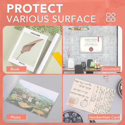 4 Rolls Clear Contact Paper, Adhesive Book Covers 18 in x 4.5 ft Contact Paper Peel and Stick, Plastic Protective Liner Papers Protector for Crafts Paperback Textbook Hard Covers Documents