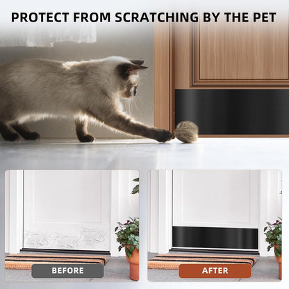 2 PCS 8" x 34" Self Adhesive Door Kick Plate for Bottom of Door, Stainless Steel Front Door Kick Plates, Kickplates for 36" Door Interior and Exterior (Brushed Black)