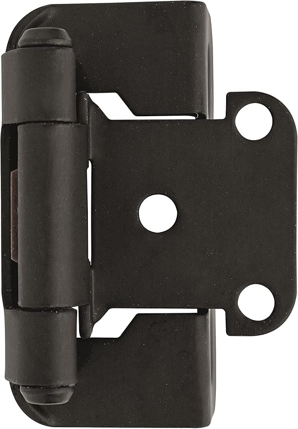 Amerock Cabinet Hinge 12 inch (13 mm) Overlay Hinge Matte Black 2 Pack Self-Closing Hinge Partial Wrap Hinge Cabinet Door Hinge