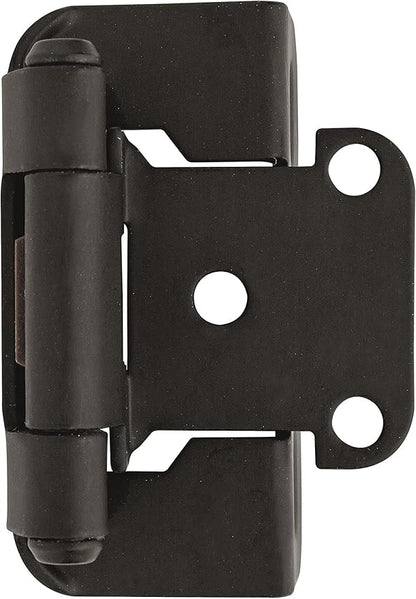 Amerock Cabinet Hinge 12 inch (13 mm) Overlay Hinge Matte Black 2 Pack Self-Closing Hinge Partial Wrap Hinge Cabinet Door Hinge