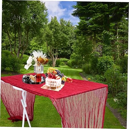 SECFOU Boho Gauze Table Runner Set Romantic and Rustic Decor for Wedding and Home Decor 2pcs