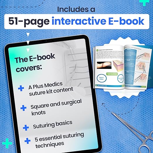 Complete Suture Practice Kit for Medical Students wHow-to Suture HD Video Course, Suture Training Manual  Carryall Case. All-in-One A Plus Medics kit incl. Suture Practice pad. (Education Use Only)
