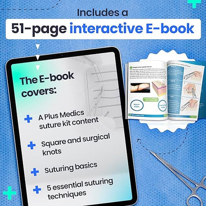 Complete Suture Practice Kit for Medical Students wHow-to Suture HD Video Course, Suture Training Manual  Carryall Case. All-in-One A Plus Medics kit incl. Suture Practice pad. (Education Use Only)