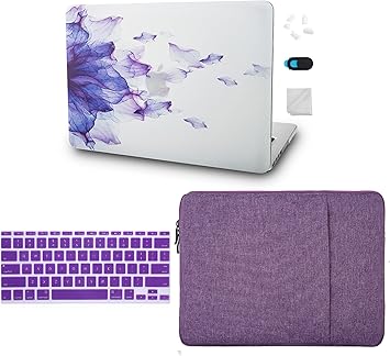 KECC Case Compatible with MacBook Air 13 inch Case 2022 2021 2020 Release A2337 M1 A2179 Retina Display  Touch ID Protective Plastic Hard Shell  Keyboard Cover  Sleeve (Purple Flower)