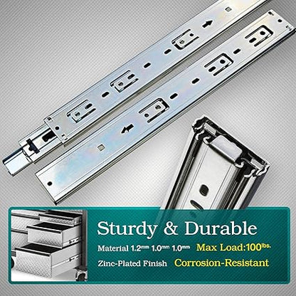 Drawer Slides, Heavy Duty, Ball Bearing, Full Extension (Soft-Close, 2 Pairs, 20 Inch)