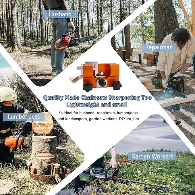 Eztronics Corp Chainsaw Sharpener,Chainsaw Sharpening Jig Hand-Cranked Chainsaw Sharpener Kit Suitable For All Kinds Of Chain Saws Chain Saw Shaperener Tool (Orange)