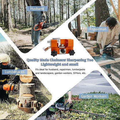 Eztronics Corp Chainsaw Sharpener,Chainsaw Sharpening Jig Hand-Cranked Chainsaw Sharpener Kit Suitable For All Kinds Of Chain Saws Chain Saw Shaperener Tool (Orange)