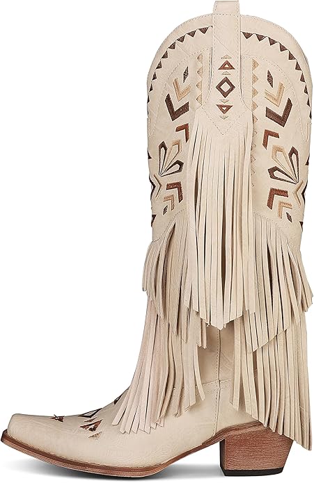SaraIris Women's Cowgirl Boots Knee High Fringe Boots