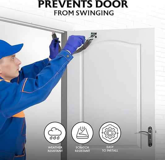 Door Chain Crash Heavy Duty Storm Wind Stop Perfect for Keeping Your Door from Swinging Open and Damaging Itself - by Ram Pro