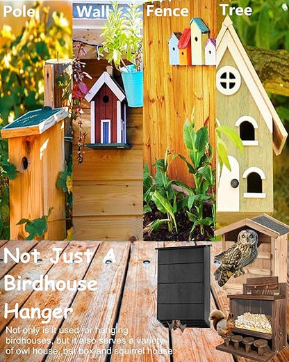 Quick Release Bird Box Hanger Bracket, GS Alderaul 4 Sets Galvanized Steel Bird House Mounting Bracket, Bluebird House Wall Mount, Bird Nesting Box Hanger for Owl House, Squirrel Nest Box, and More.