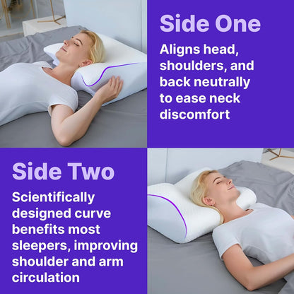 MAAS & BATH Ergo Z Pillow Comfort Set - Ergonomic Memory Foam Pillow with Premium Removable Washable Cotton Pillowcase
