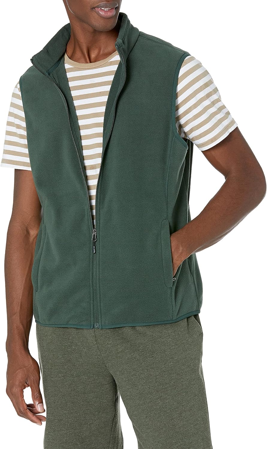 Essentials Men's Full-Zip Polar Fleece Insulated Vest (Available in Big & Tall).