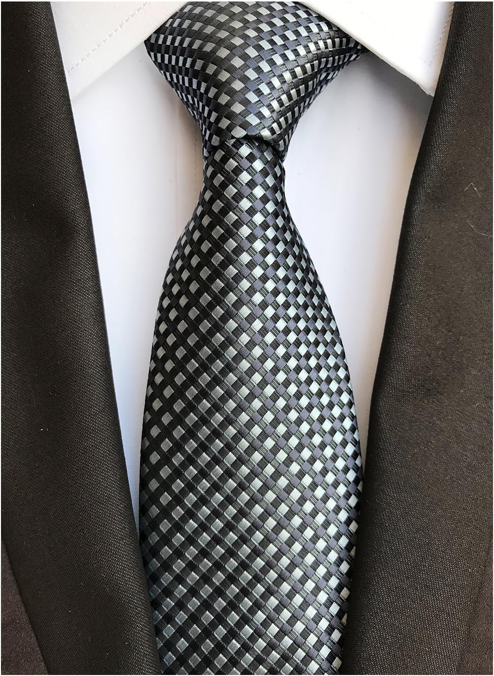 Secdtie Men's Classic Plaids Jacquard Woven Silk Tie Formal Party Suit Necktie
