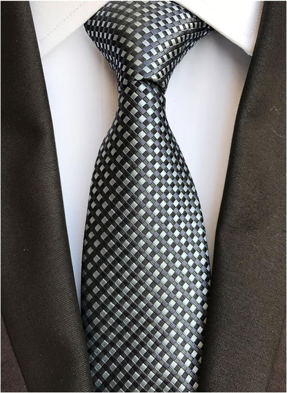 Secdtie Men's Classic Plaids Jacquard Woven Silk Tie Formal Party Suit Necktie