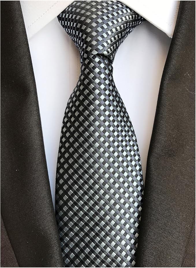 Secdtie Men's Classic Plaids Jacquard Woven Silk Tie Formal Party Suit Necktie