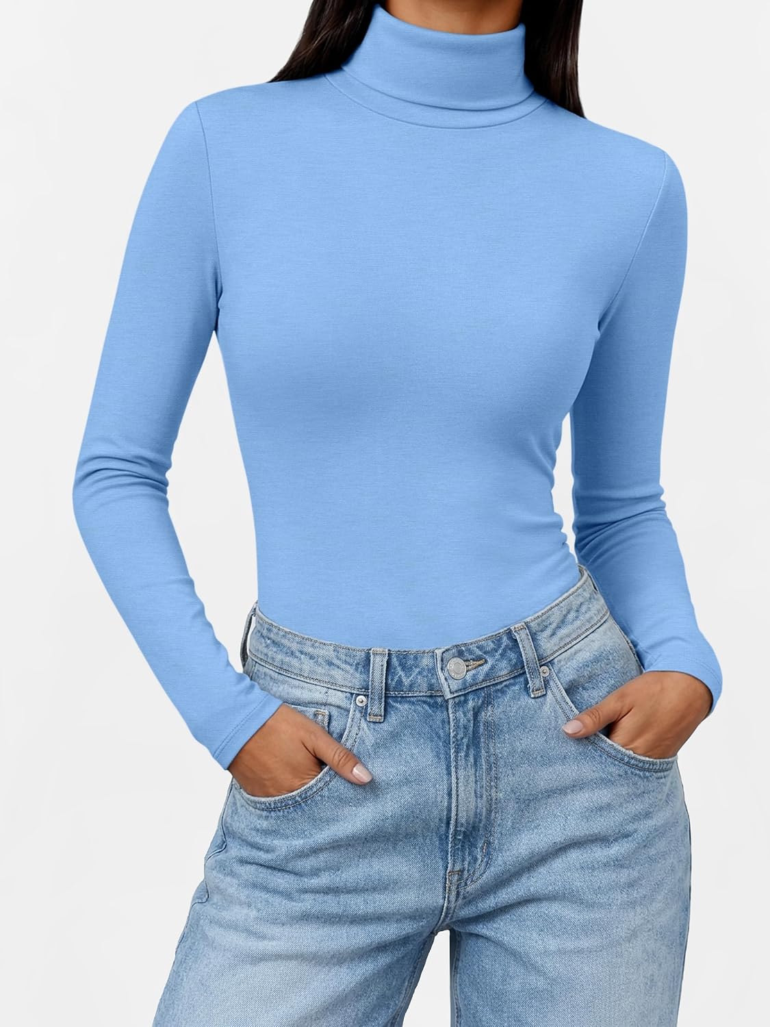 Trendy Queen Women's Turtleneck Long Sleeve Shirts Basic Underwear Tops Winter Clothes