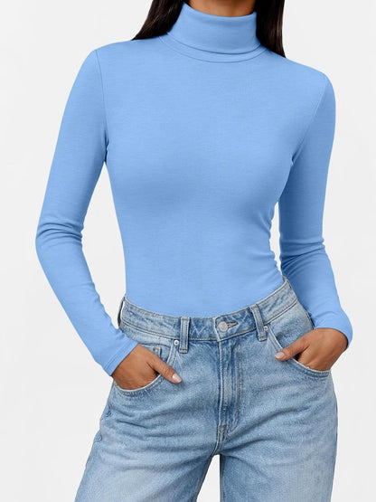 Trendy Queen Women's Turtleneck Long Sleeve Shirts Basic Underwear Tops Winter Clothes