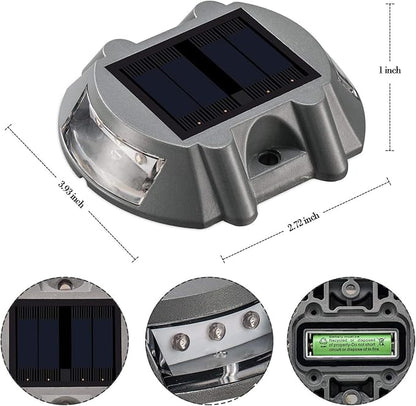 Sunwind Solar Deck Lighting Outdoor - 4 Pack Waterproof Aluminum Dock Solar Powered Lights Outdoor LED Pathway Road Marker for Garden Path Stair Fence Driveway Road Dock Lighting (White)
