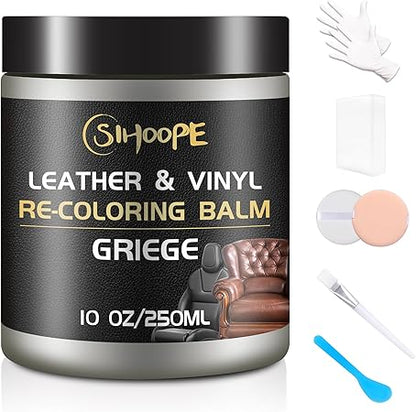 Leather Recoloring Balm Restoration - Leather Dye Vinyl Paint Leather Color Restorer Car Seats Furniture Couch Chair Shoes Boots Purse Jacket Saddle Fade Stain Scratch Repair Cream(Griege)