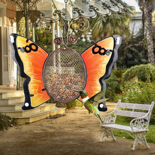 Wild Bird Feeders Metal Hanging Wild Bird Seed Feeder Butterfly Garden Yard Outdoors Decoration