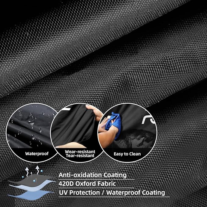 Roykaw Golf Cart Cover Superior 420D Waterproof Compatible with EZGO/Club Car/Yamaha & Most Brands 4 Passenger/2 Passenger Golf Cart,Reflective Strips/Two Windproof Straps/Three Sides Zipper Opening