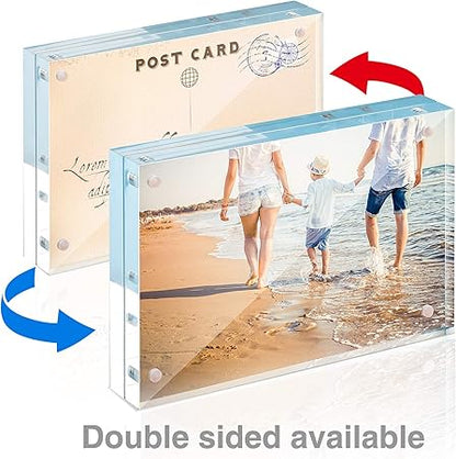 TWING 5x7 Acrylic Frame for Pictures, Clear Double Sided Acrylic Picture Frame with Microfiber Cloth, Picture Frame 5x7, 12  12MM Thickness Magnetic Acrylic Photo Frame Desktop Frameless Display 5x7