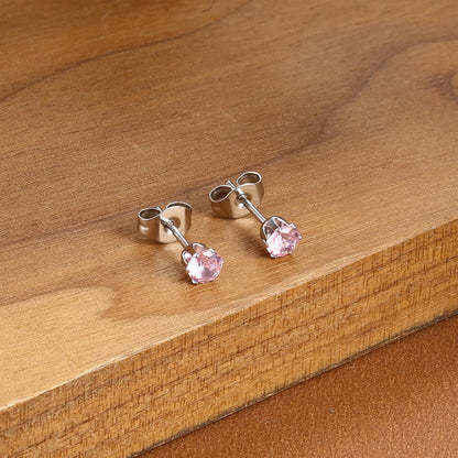 Stud Earrings for Women Dainty Stainless Steel Earrings Classic Clear Colorful Cubic Zirconia Earrings Studs for Women ( 10 )
