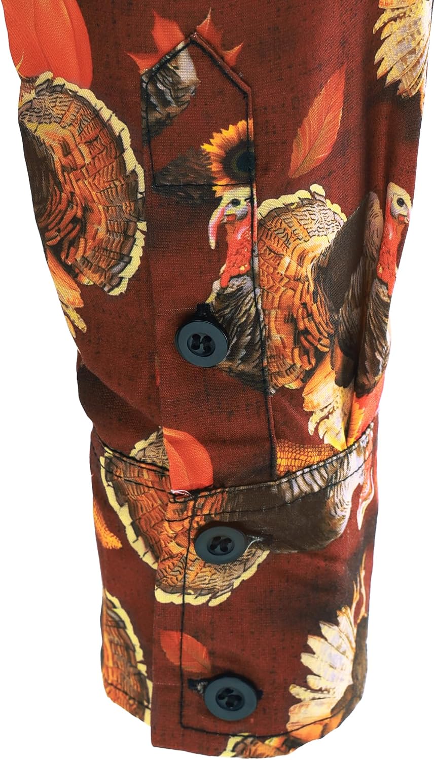 JOTOOK Mens Christmas Shirts Funny Turkey Thanksgiving Shirts Santa Claus Long Sleeve Button Down Shirt