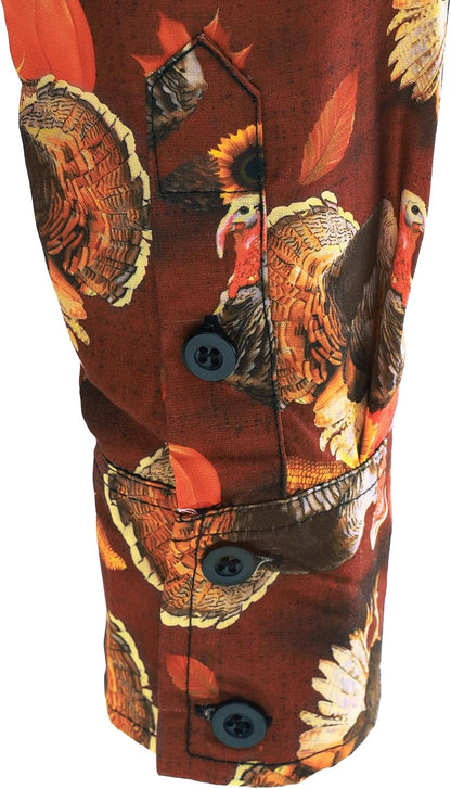 JOTOOK Mens Christmas Shirts Funny Turkey Thanksgiving Shirts Santa Claus Long Sleeve Button Down Shirt