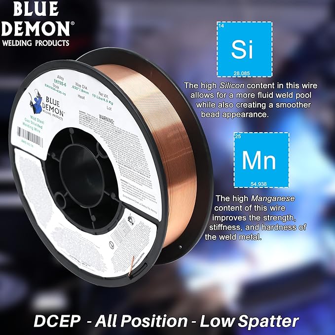 Blue Demon ER70S6 X .030 X 10 LB MIGGMAW Carbon Steel Welding Wire, All Position, Low Spatter, Formulated to Provide Porosity-Free, X-Ray Quality Welds