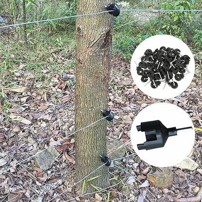 25 Pcs Upgrade Black Electric Fence Insulator Fence Ring Post Self-Tapping Insulator Labor-Saving Wood Post Insulator and 1 Pc Insulator Socket Tool Fit for Electric Drill (Black)