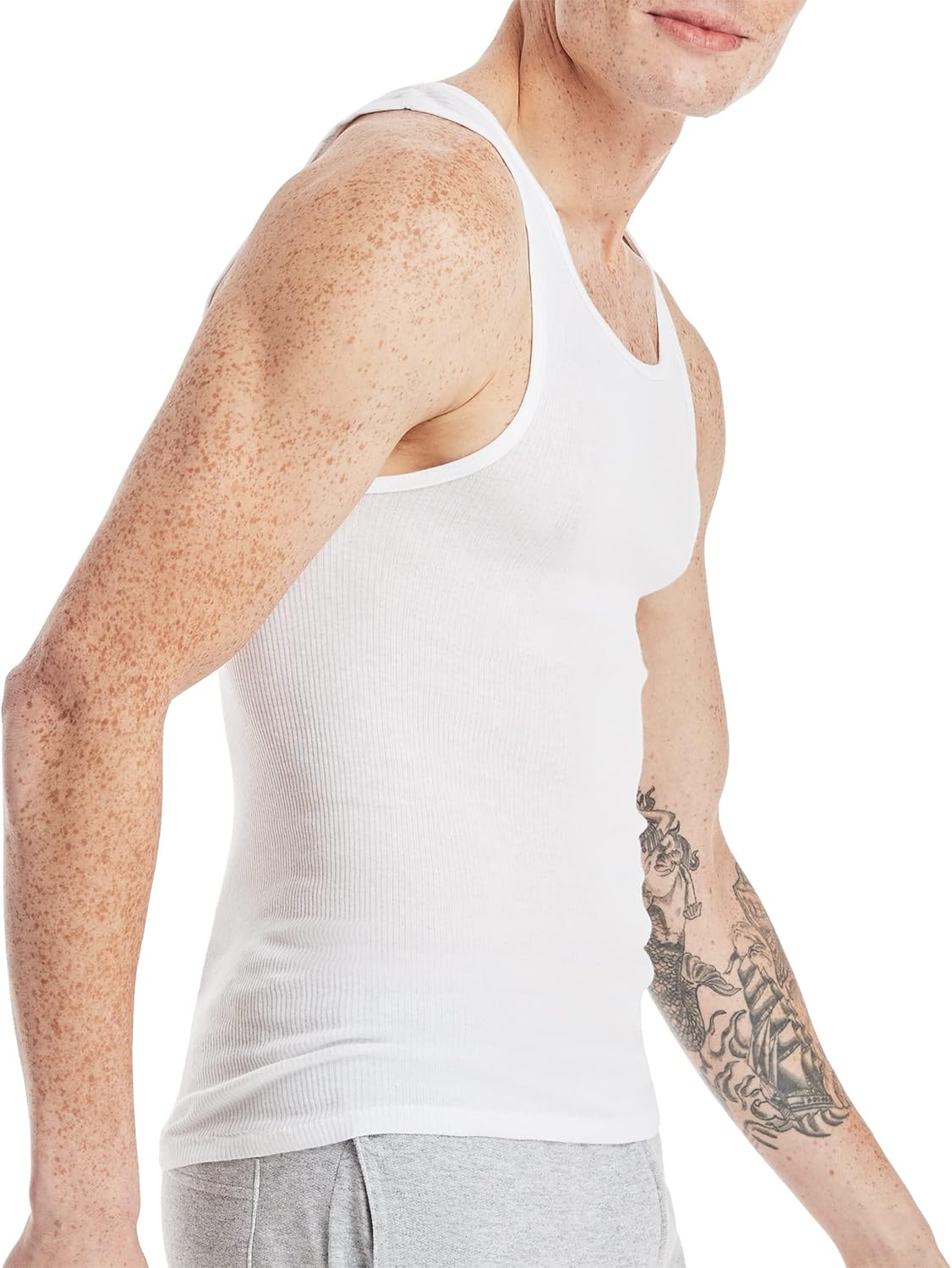 Hanes Men's Cotton Tank Undershirts Pack, Moisture-Wicking Ribbed Tanks, lightweight Cotton Tank Undershirts, 3-Pack