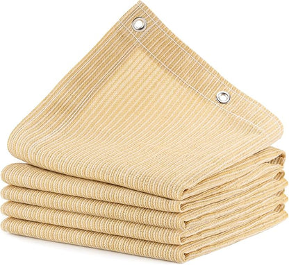 Outdoor Sun Shade Cloth, 6' x 8', Pergola, Deck, and Backyard Patio Sunshade with UV Protection, Heat Resistant HDPE Material, Reinforced Grommets (6x8 FT, Wheat)