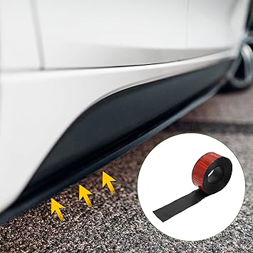 Universal 13Ftx1.97In Car Side Skirts Protector Adjustable Side Edge Guards PVC 1 Pcs Black