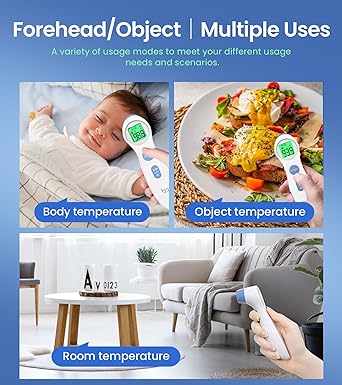 Forehead Thermometer for Adults and Kids, Digital Touchless Thermometer for Baby, Infants and Toddlers, 3 Color Fever Alarm, FSA HSA Eligible,1s Fast Accurate Reading, Non Contact