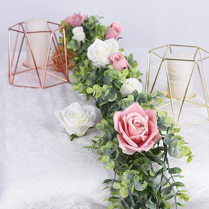 Lvydec 2 Pack Artificial Eucalyptus Garland, Fake Eucalyptus Greenery Garland Wedding Backdrop Arch Wall Decor, 5.5 Feet/Strand Fake Hanging Plant for Table Festival Party Decoration