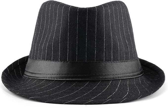 FALETO Unisex Classic Manhattan Structured Gangster Trilby Fedora Hat