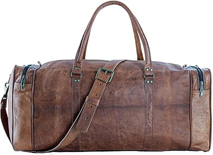 21 Inch Vintage Leather Duffel Travel Gym Sports Overnight Weekend Duffle Bags for men and women