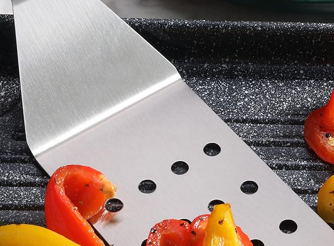 New Star Foodservice 38385 Plastic Handle Flexible Grill TurnerSpatula, Perforated, 14.5-Inch, Black