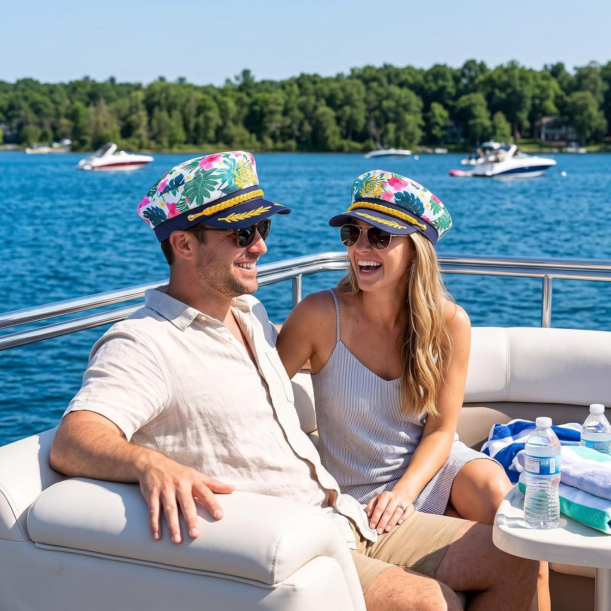 Tropical Sailor Captain Hat - Hawaiian Luau Party Cruise Yacht Accessory for Men, Women