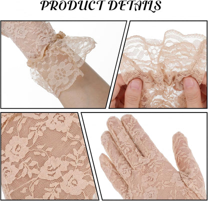Abeillo Women Lace Gloves Short Wedding Glove Tea Party Gloves Courtesy Glove for Opera Evening Wedding Tea Party Prom 1920s