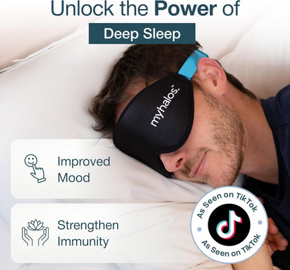 This 100% blackout sleep mask contours to your face to block all light, providing the ultimate comfort and darkness for uninterrupted sleep.